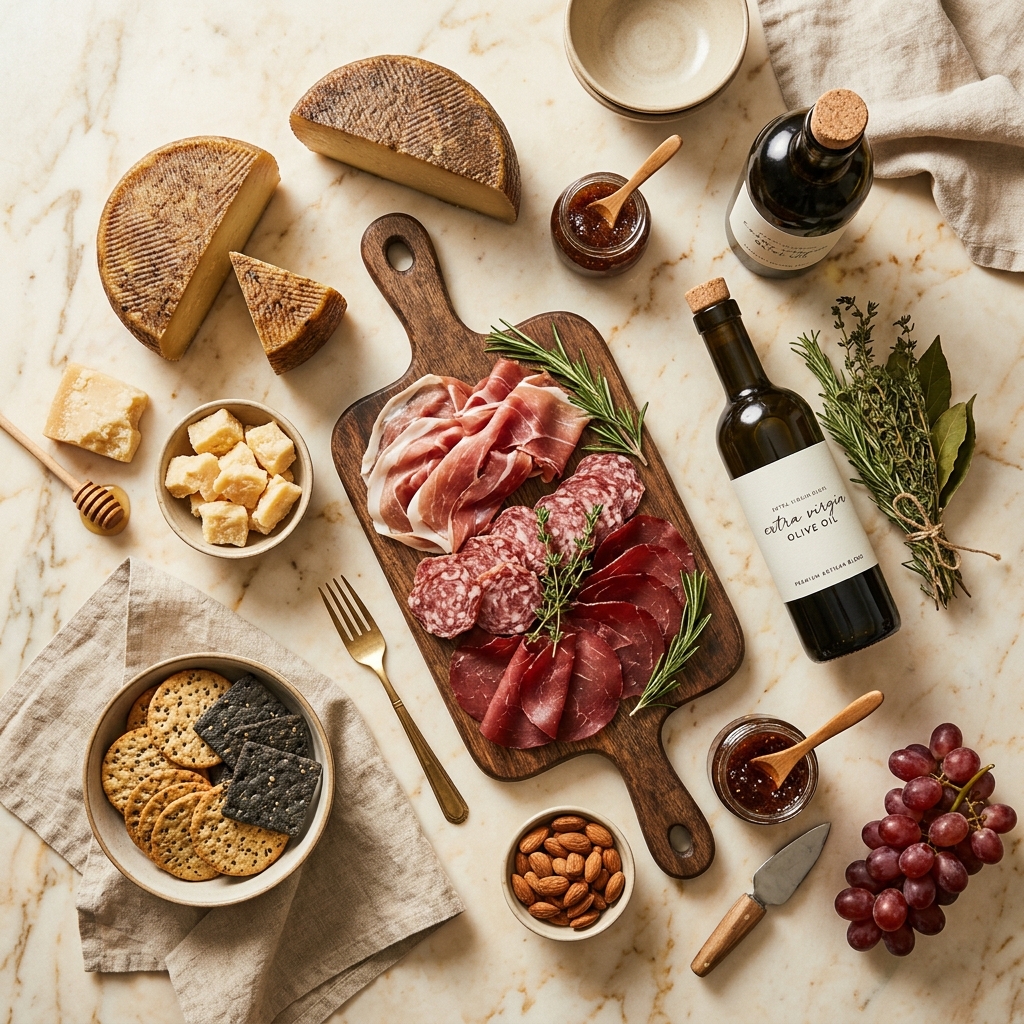 Mesa con productos gourmet